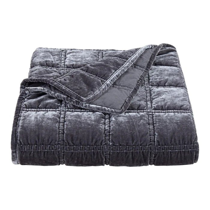 Stella Faux Silk Velvet Double Box Stitch Throw By HiEnd Accents