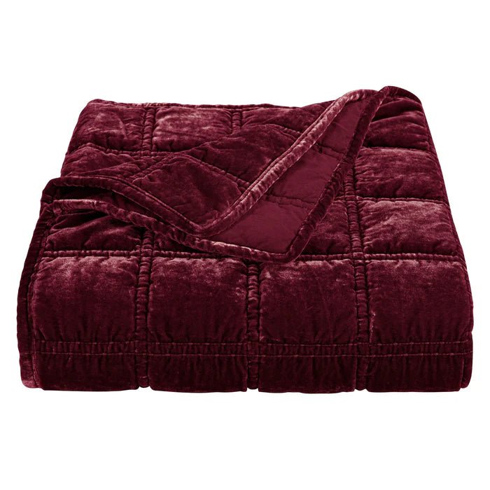 Stella Faux Silk Velvet Double Box Stitch Throw By HiEnd Accents