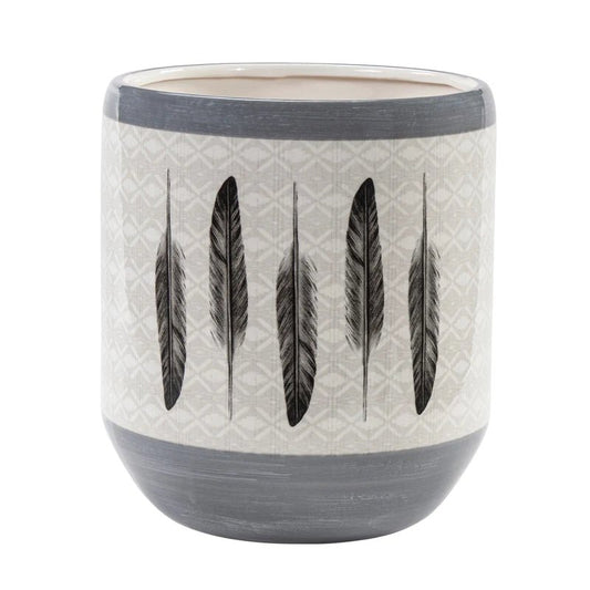Feather Design Ceramic Wastebasket
