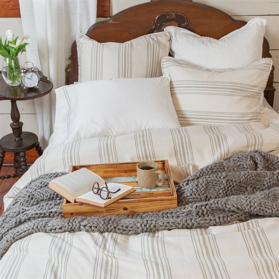 Prescott Stripe Duvet Set, Taupe HiEnd Accents